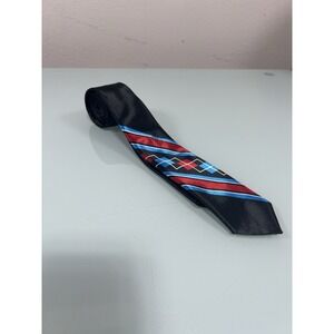 Retro‎ 80s Geometric Tie Men's Thin Navy Red Blue Stripe Vintage Style